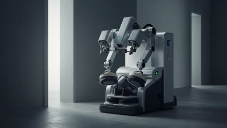 advanced robotics in action: an innovative cleaning device showcasing precision engineering and technological elegance in a modern space
