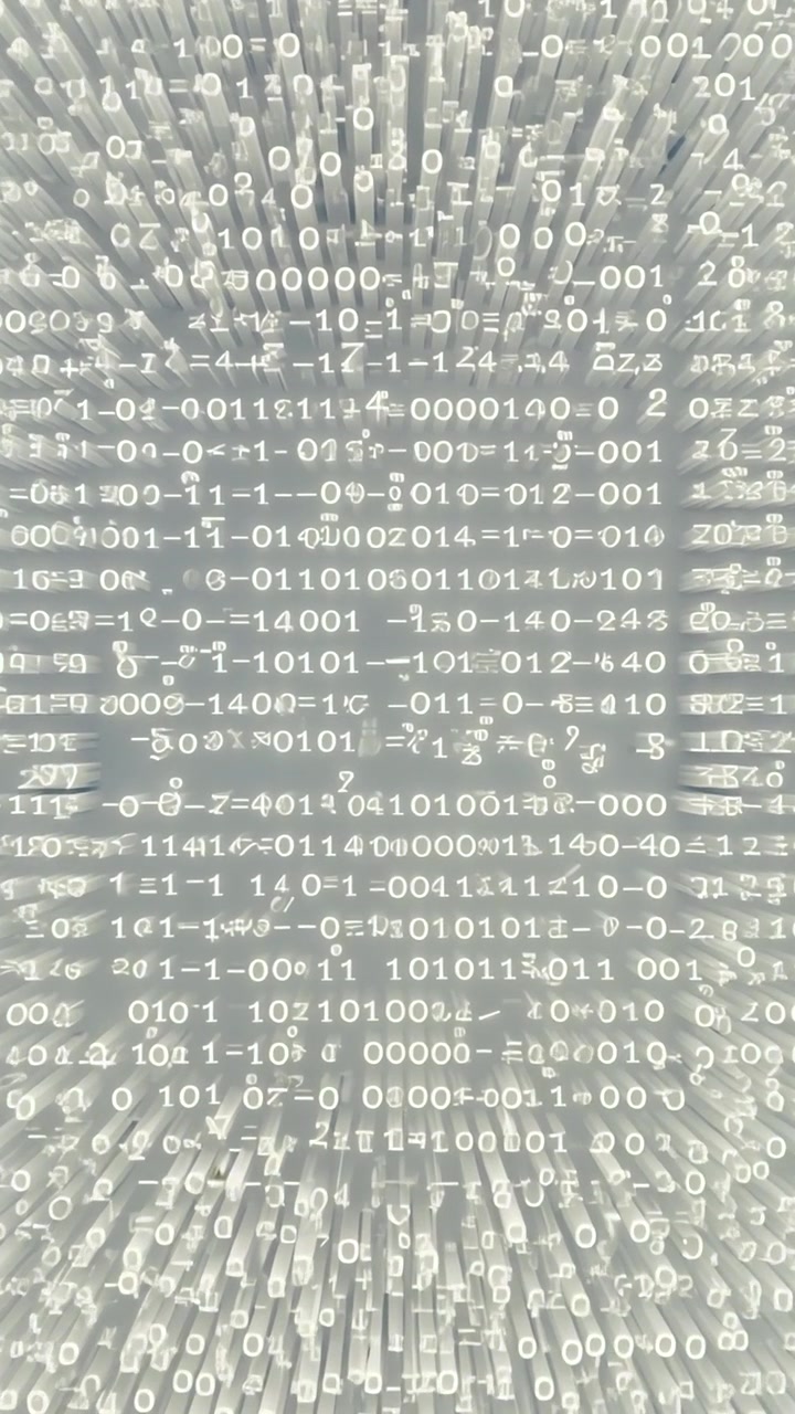 Abstract Digital Background with Floating Binary Code and Data Streams