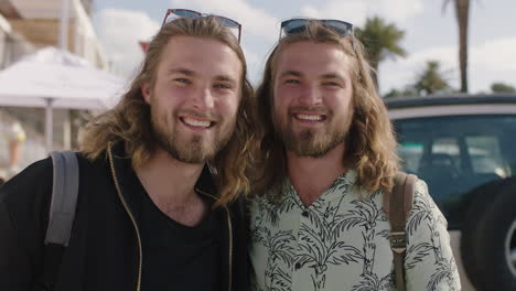 portrait-of-attractive-twin-brothers-on-vacation-smiling-happy-embracing-enjoying-relaxed-sunny-beachfront