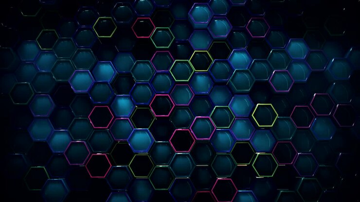 4K Abstraktes Wabenraster. Technologie-Hintergrund
