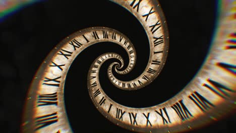 the rotation of the spiral clock of the roman numerals abstract seamless animation