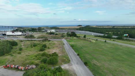 toll road checkpoint at great belt fixed link crossing strait between islands of zealand and funen in denmark