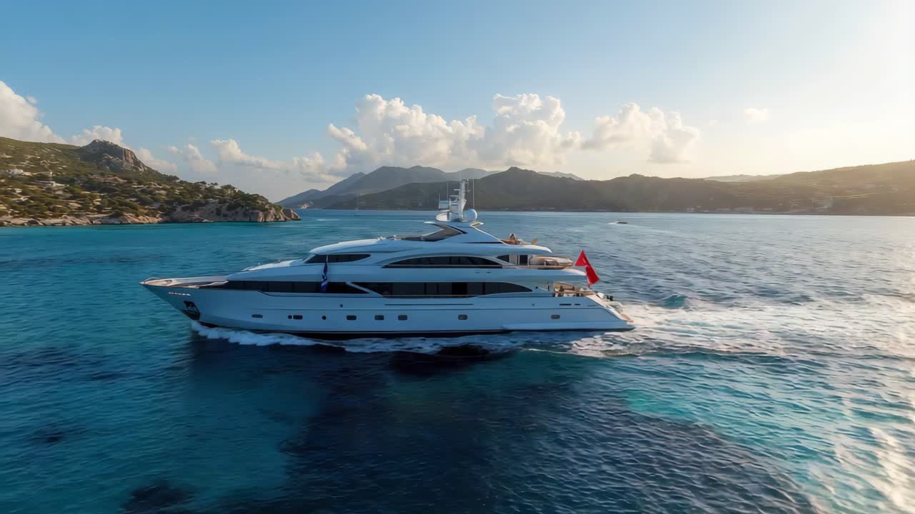 Luxury yacht cruising on the blue sea