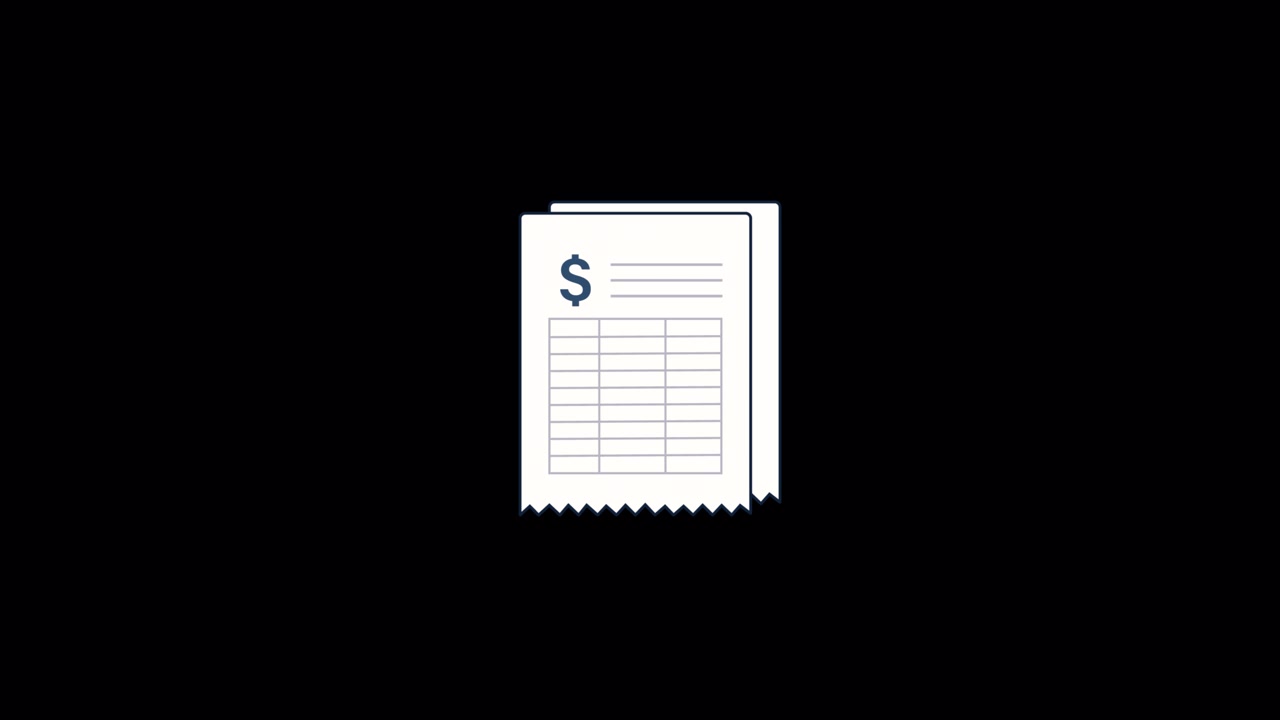 Animated Financial Receipt Document with Dollar Sign