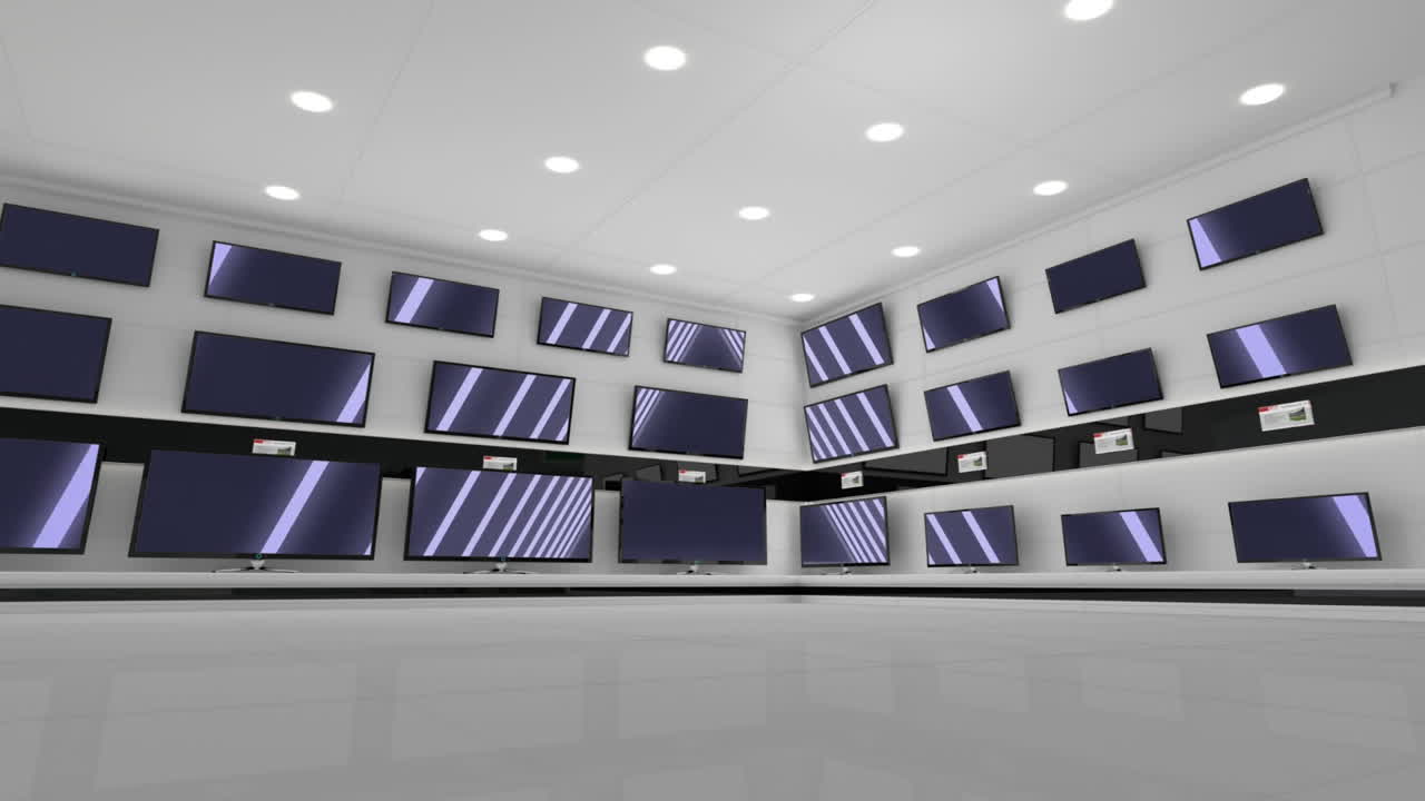 디스플레이에 있는 플랫 스크린 텔레비전