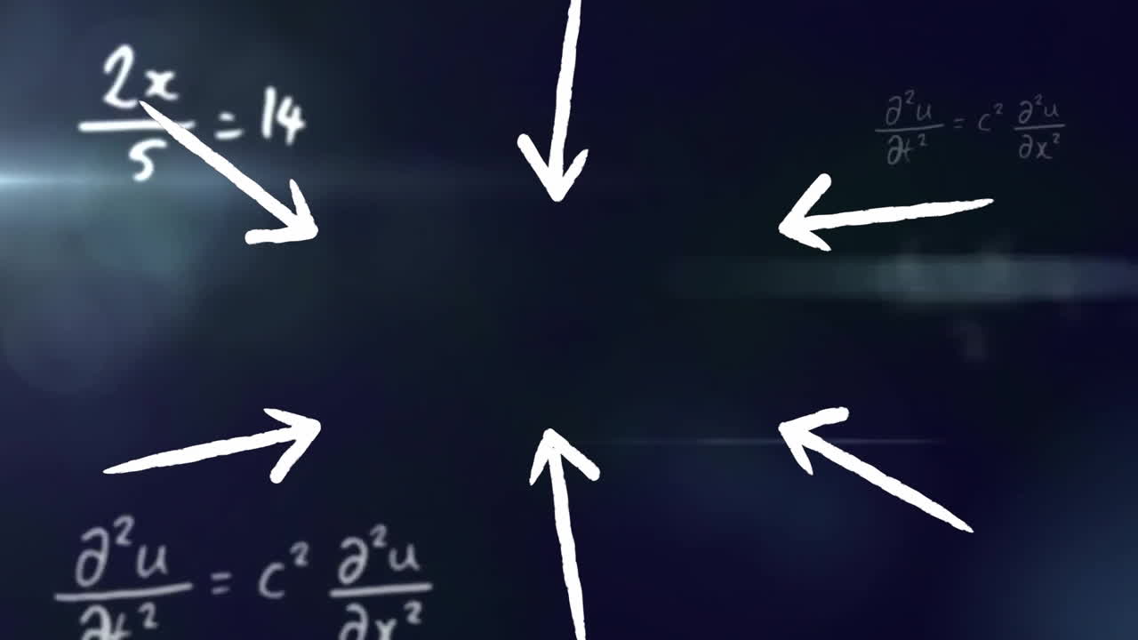 Animation of white arrows over mathematical equations