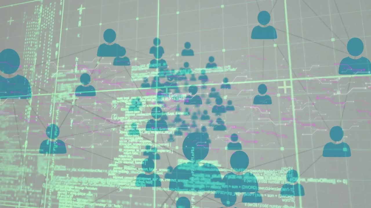 데이터 처리에 대한 아이콘으로 연결 네트워크의 애니메이션