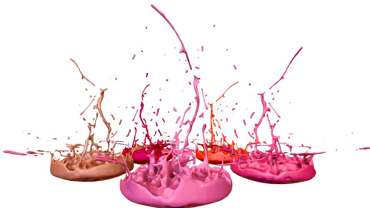 3d salpicaduras de pintura bailan en 4k sobre fondo blanco. simulación de salpicadures de tinta en un altavoz musical que reproduce música. v21