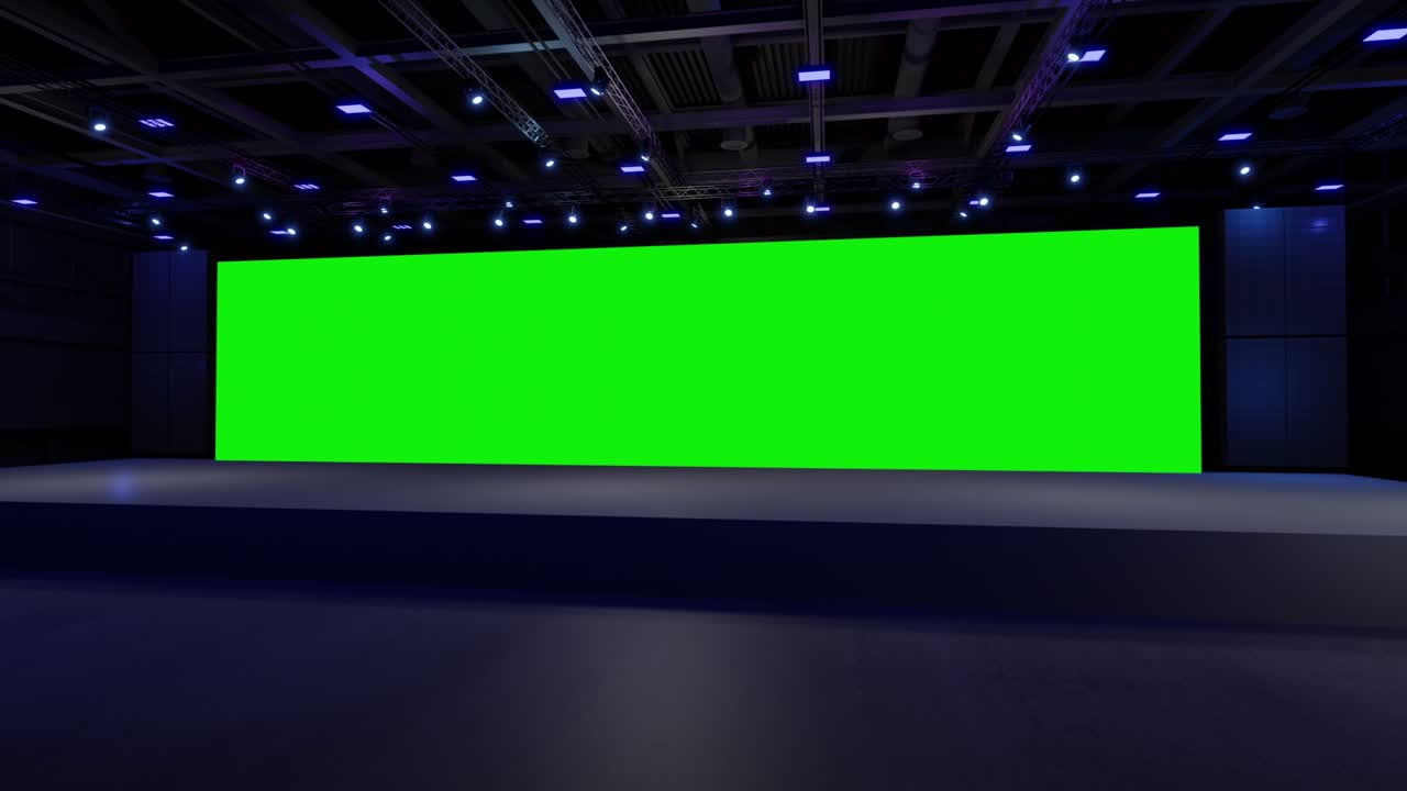 Empty stage Design for mockup and Corporate identity,Display.Platform elements in hall.Blank screen system for Graphic Resources.Scene event led night light staging.3d Background for onlineEvent,conference,live.3 render.