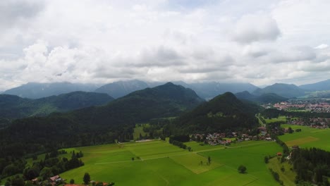 panorama from the air forggensee and schwangau, germany, bavaria