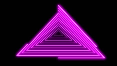fondo abstracto con luces de neón triángulos, animación en bucle líneas brillantes de color púrpura o violeta