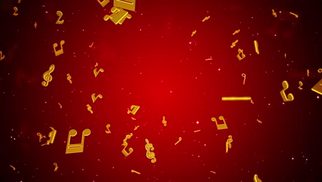 Music Notes Golden Sparkling Stream animation loop 4K 3D.