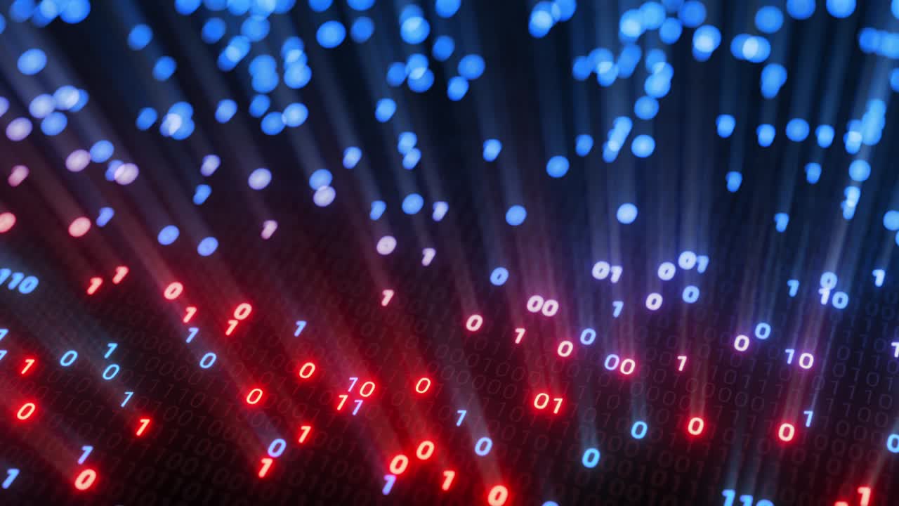 Hacking digital binary code matrix 01 background loop.