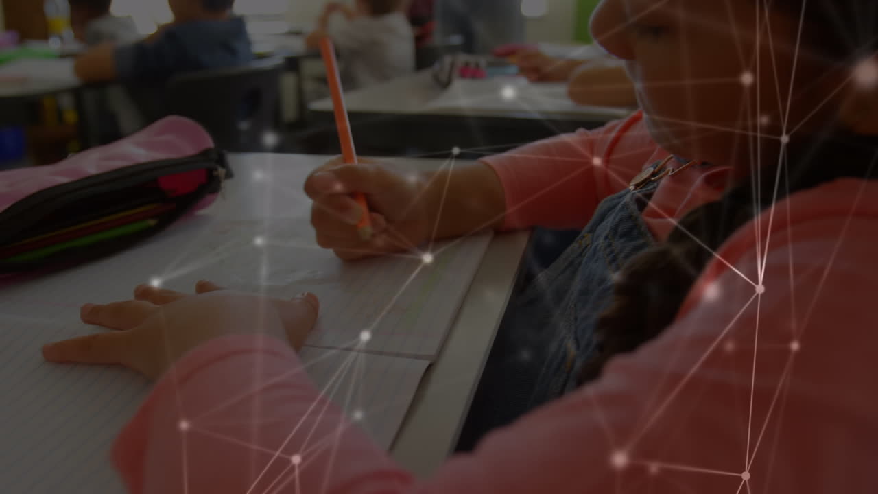 학생들의 글쓰기를 통해 데이터 처리에 대한 연결 네트워크의 애니메이션