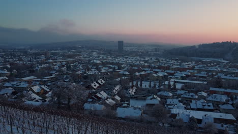 early morning aerial view over the city of winterthur