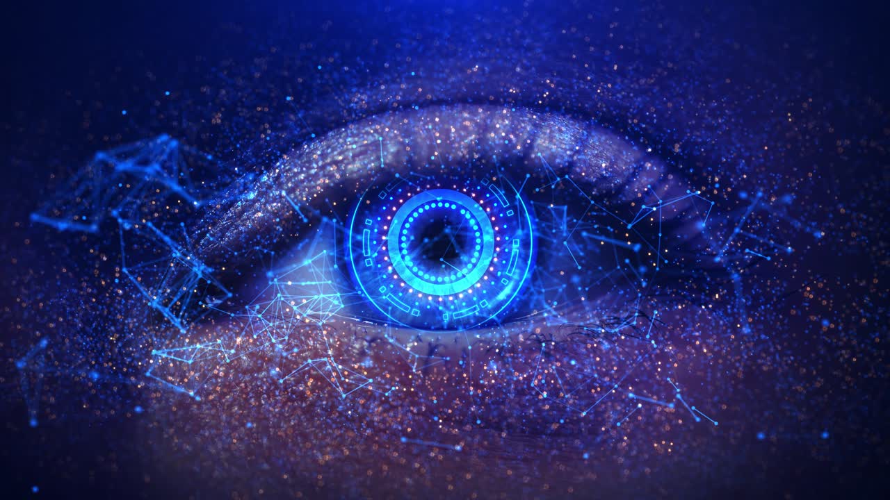 Technology futuristic data stream in cyberspace eye vision ai concept modern science vision on