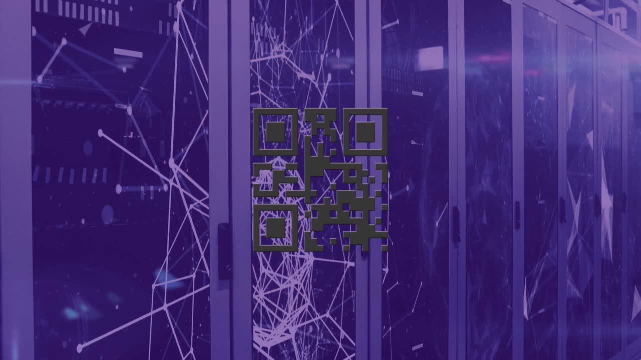 animación de escaneo de código qr en servidores de computadoras