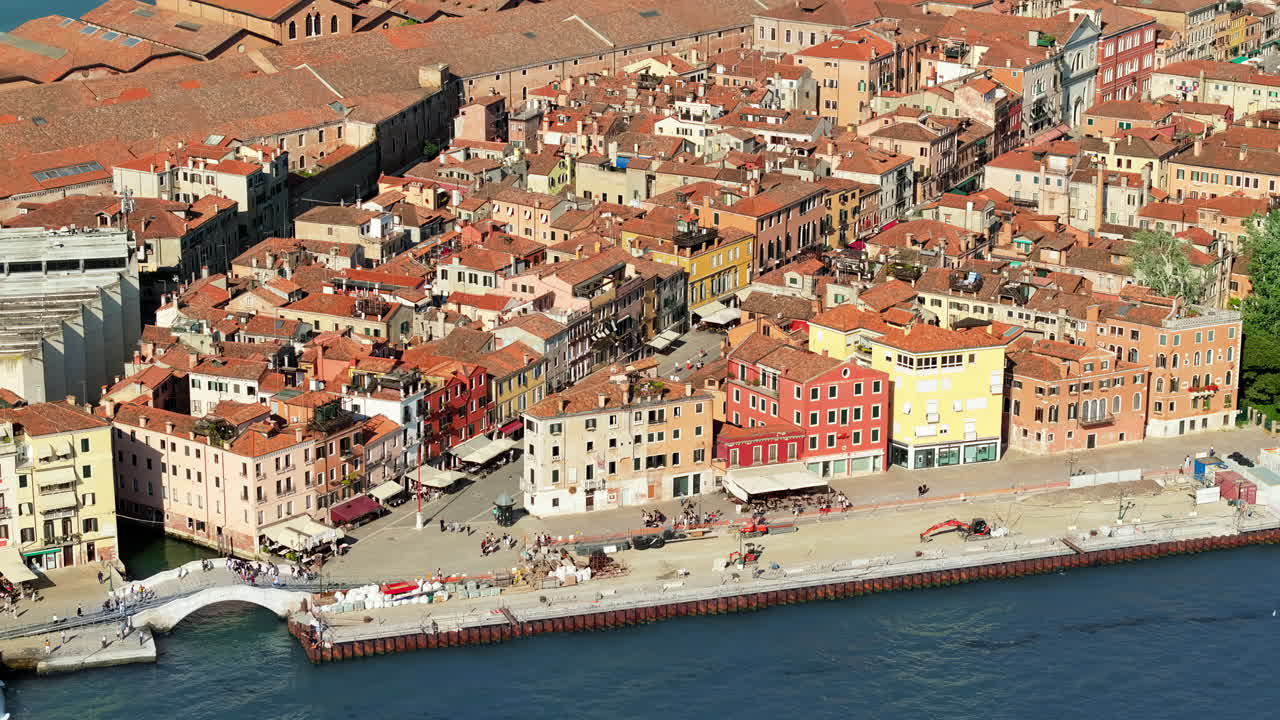 Garibaldi street seen from above in Venice City, Italy