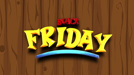 Whimsical-woodwork:-Black-Friday-cartoon-text-on-timber