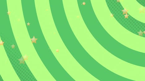 Animation-of-stars-over-green-striped-background