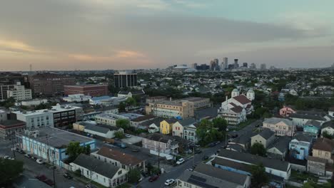 aerial pan view of the city of new orleans