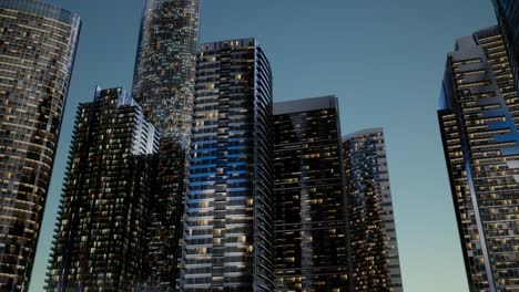 rascacielos de la ciudad por la noche