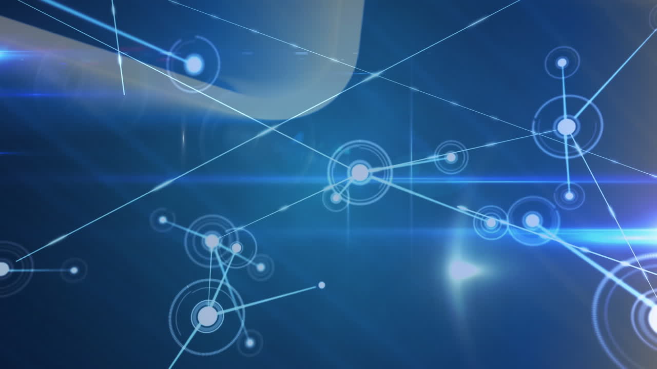 animación de redes de conexiones sobre fondo azul