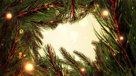 animation of light spots and fireworks over fir tree
