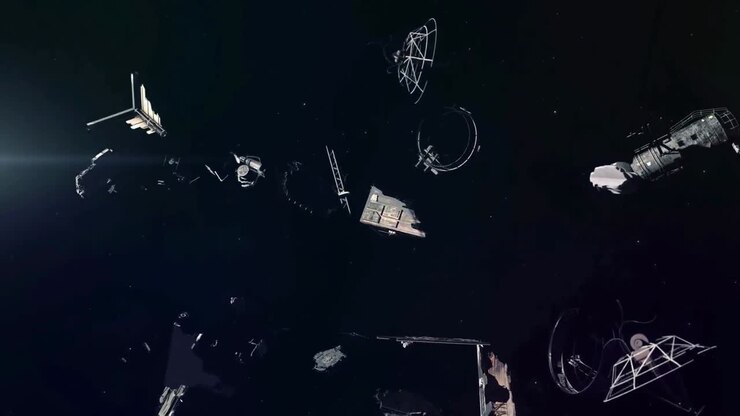Animazione che raffigura detriti spaziali in orbita attorno alla Terra.