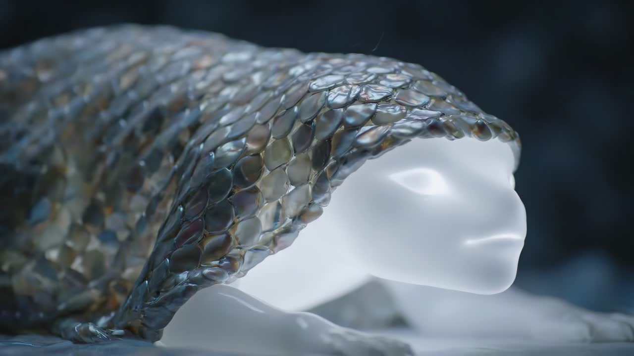 Abstract Glowing Figure with Scaled Headdress