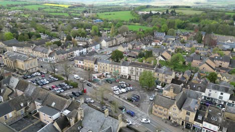 chipping norton oxfordshire uk panning drone aerial view town centre