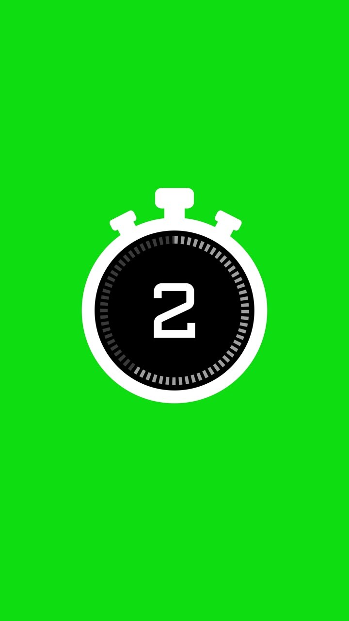Five Second Countdown Timer on Green Screen Background