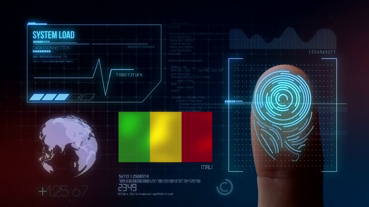 sistema de identificación por escaneo biométrico de huellas dactilares. nacionalidad mali