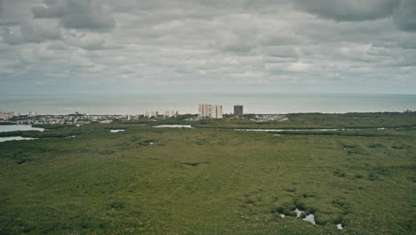 aerial timelapse of condominium buildings on the intercoastal in florida