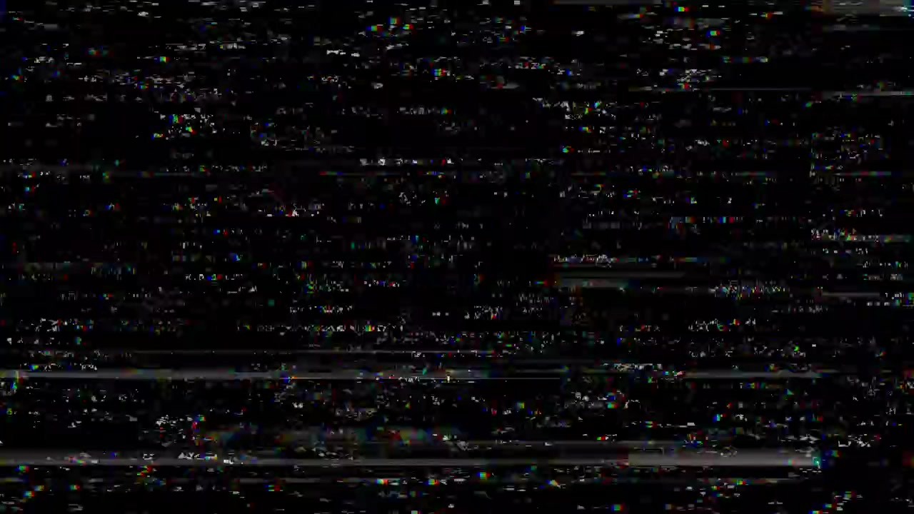 Rumore di glitch digitale e statico su schermo nero