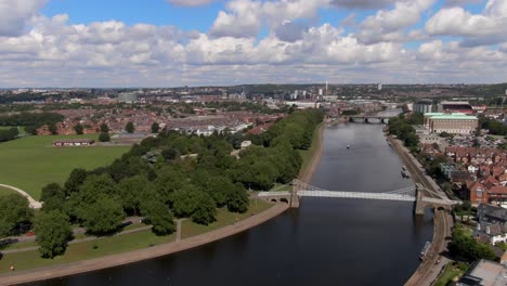 Wide-aerial-view-over-city-Nottingham,-England