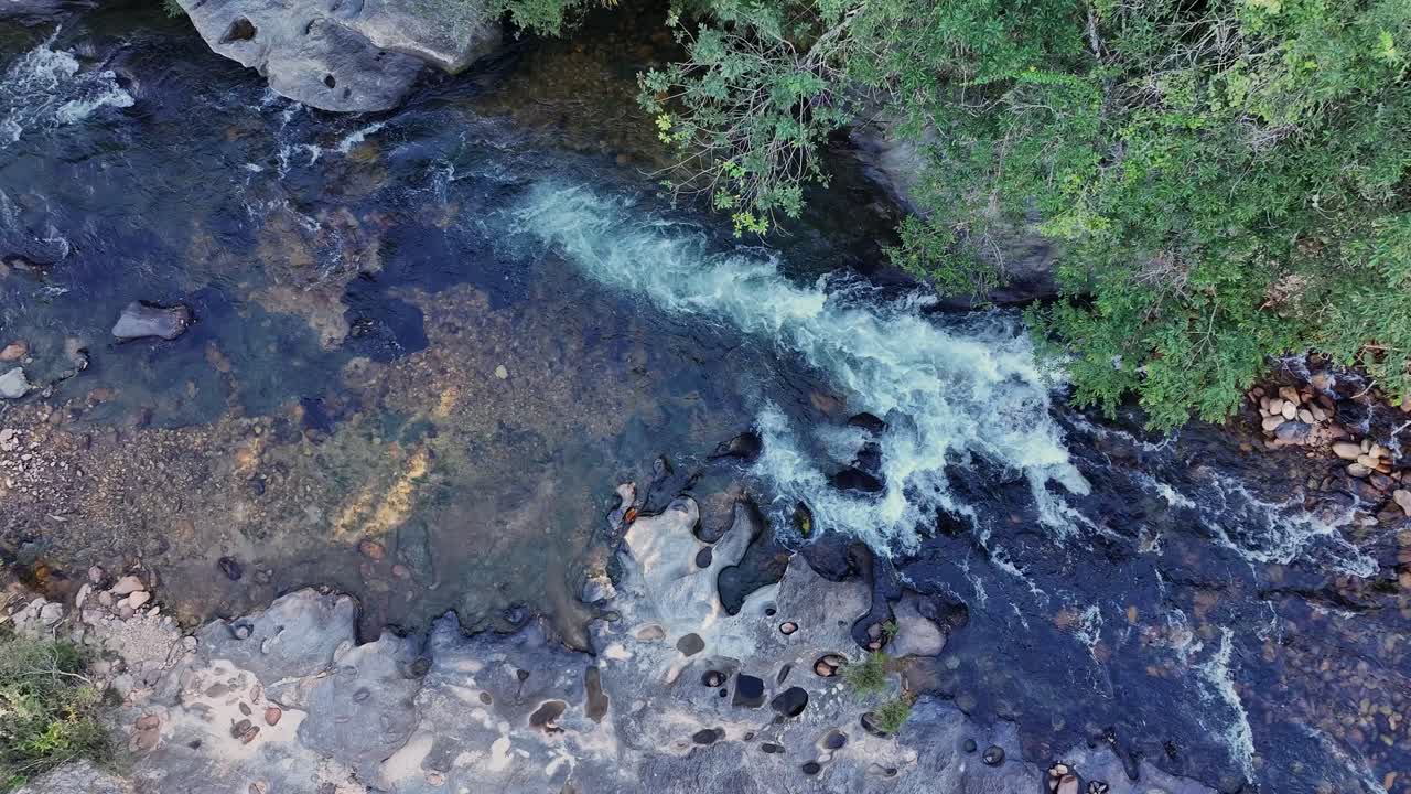 Drone view of the São Francisco River near its source in the Serra da Canastra National Park