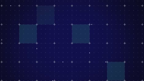 animation of white markers and blue flickering squares on grid background