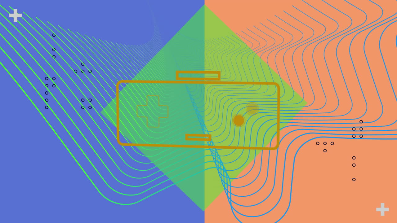 Animation of game screen with geometric forms