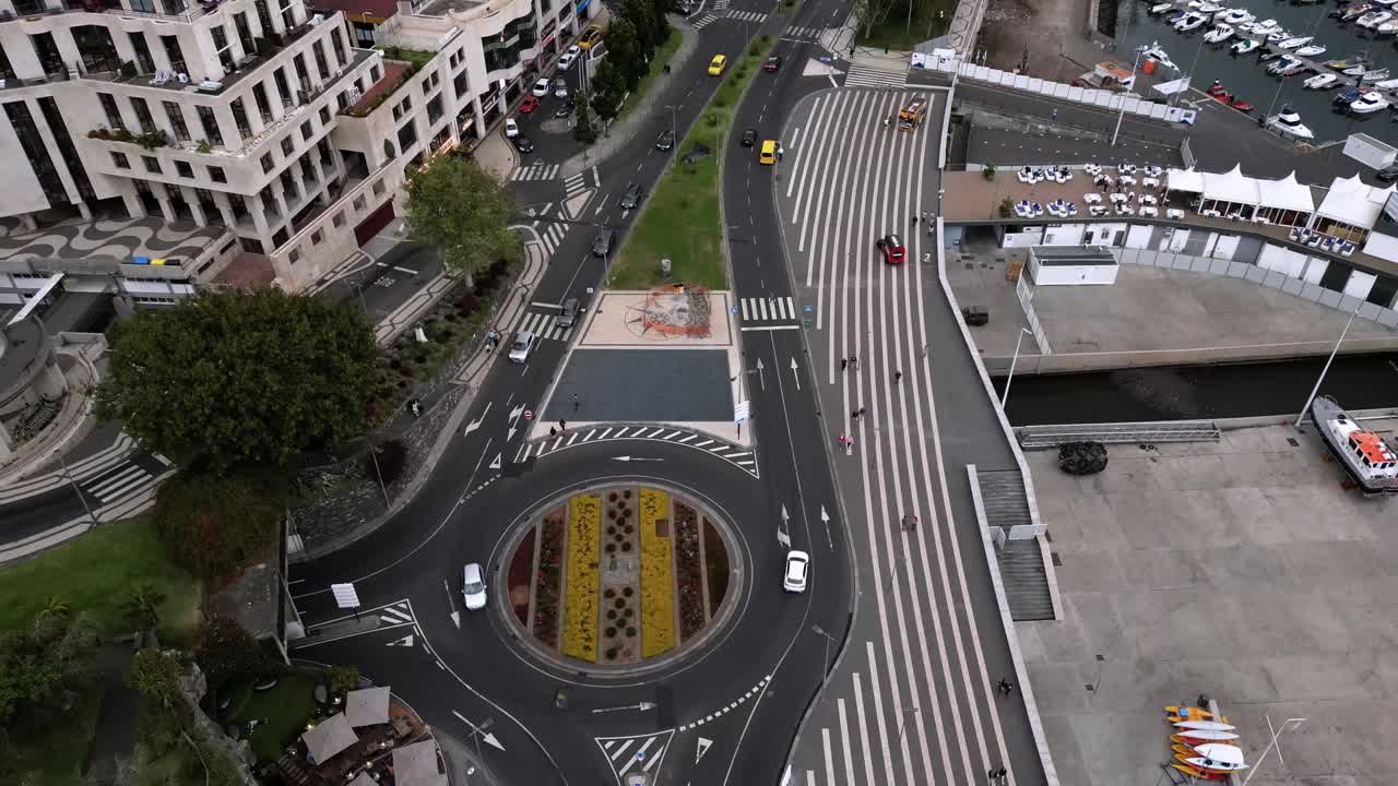 Ascending Over Francisco S&aacute; Carneiro Roundabout Cultural Landmark In Funchal, Portugal