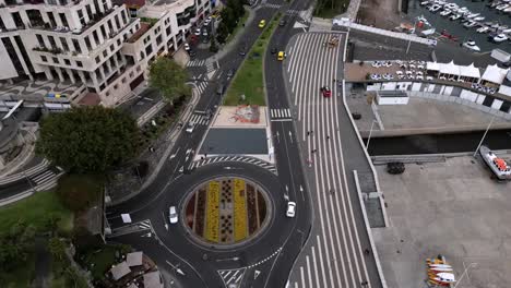 ascending over francisco sá carneiro roundabout cultural landmark in funchal, portugal