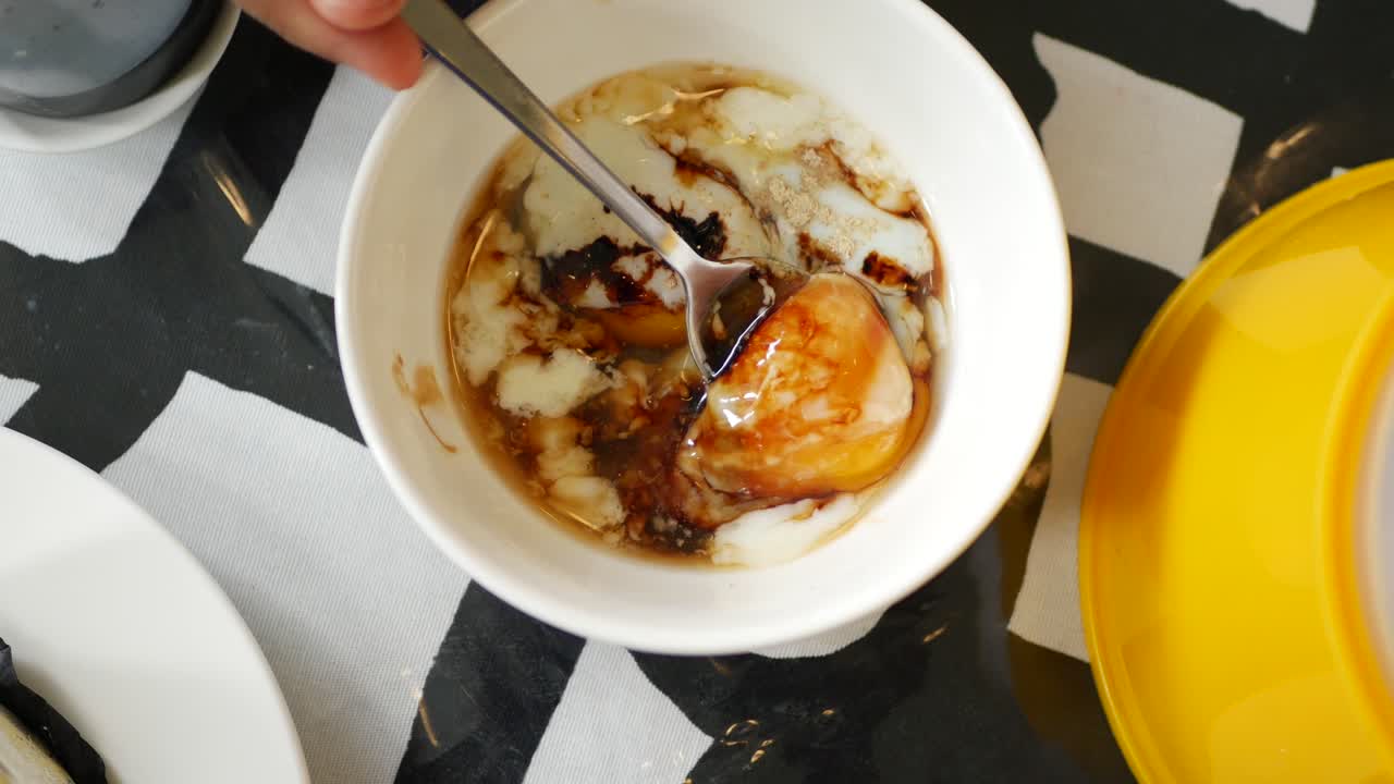 Fried eggs in the plate close up ,,