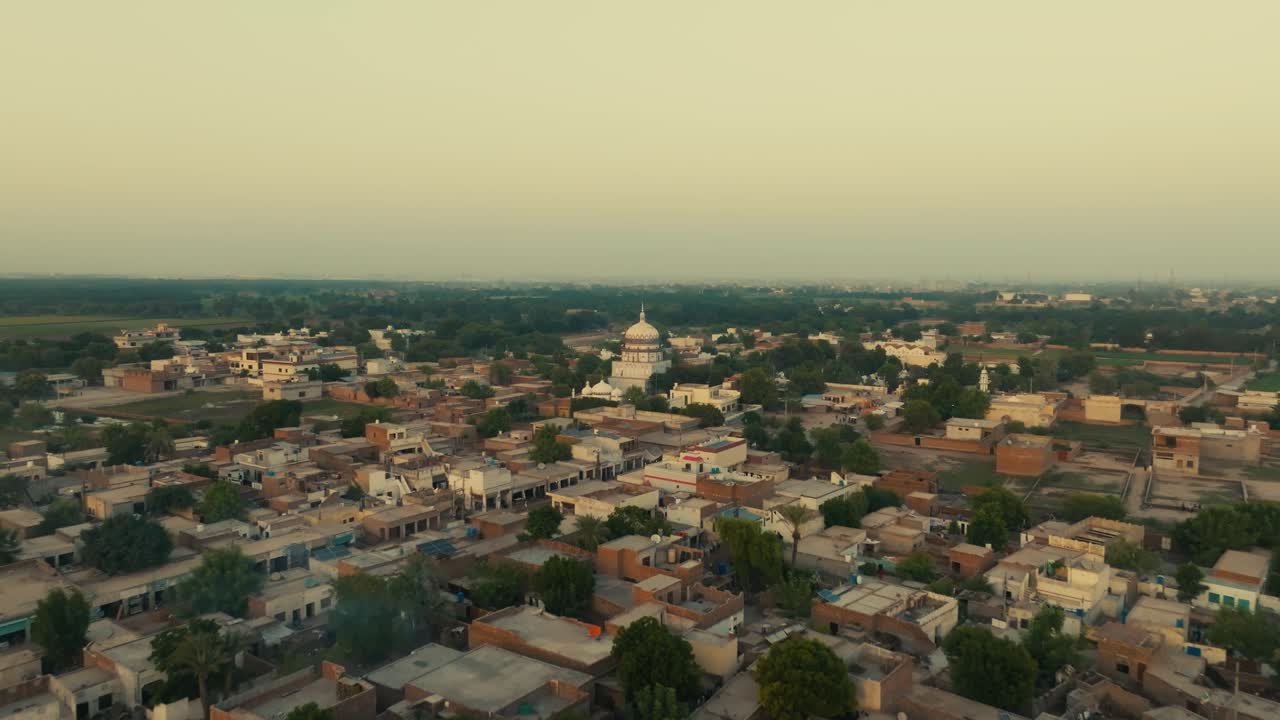 Sher Shah town Multan district Punjab Pakistan from an aerial perspective during sunset