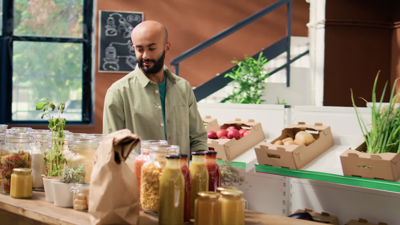 cliente sonriente que busca comprar especias