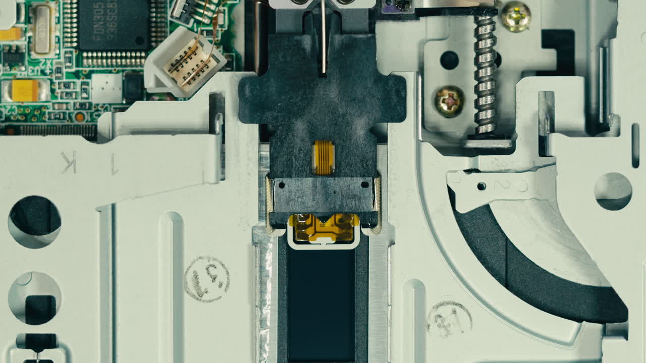 Floppy disc FDD close up, Using diskette for old PC computer macro. Archive programme or Music recorder, playing retro computer games. Vintage device for office, obsolete technology. . High quality 4k footage