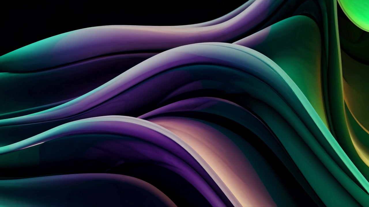 Onde fluide astratte dinamiche con sfumatura verde e viola