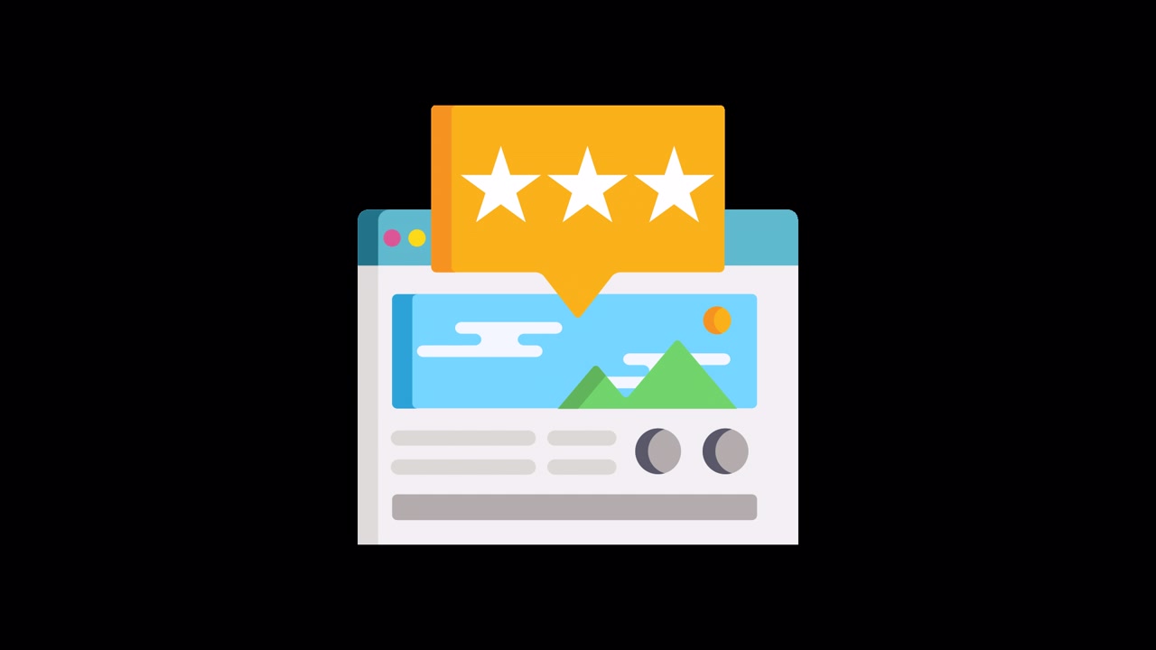Animated Browser Window Displaying Three Star Rating