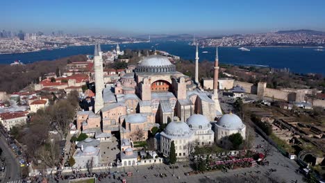 hagia sophia and blue mosque in istanbul, turkey drone footage ready video hagia sophia-istanbul, europe, famous place, golden horn-istanbul, international landmark