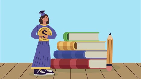 la chica con el sombrero de graduación y