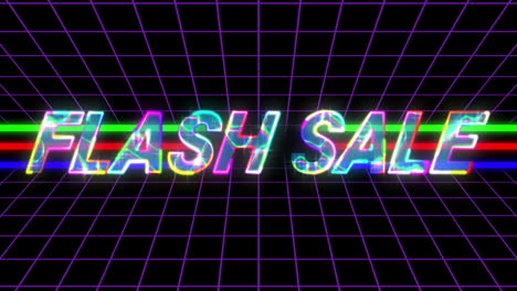 golden flash sale advertisement on retro eighties background